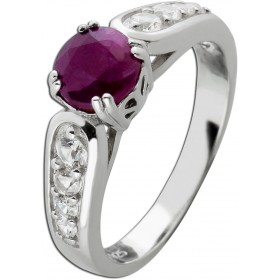 Rubin Ring Silber 925 roter Edelstein weiße Topase 