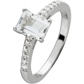 Topas Ring Silber 925 weißer Edelstein weiße Zirkonia Steine