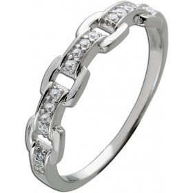 Kettenring Silber 925 weiße Zirkonia poliert