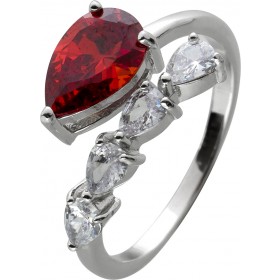 Damenring Silber 925 weiße orange rote Zirkonia Steine