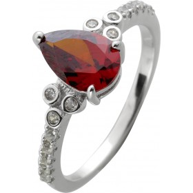 Damenring Silber 925 orange rot weisse Zirkonia