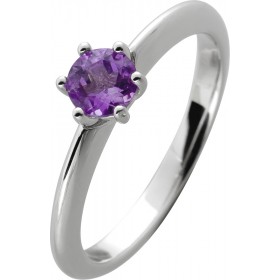 Solitärring Silber 925 lila Amethyst Edelstein 0.50ct. 