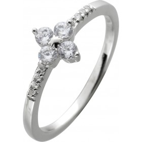 Damenring Silber 925 Blütendesign weiße Zirkonia