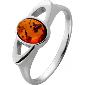 Bernstein Ring Silber 925 cognac brauner Edelstein