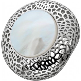 Perlmutt Ring Silber 925 weiße Edelsteineinlage