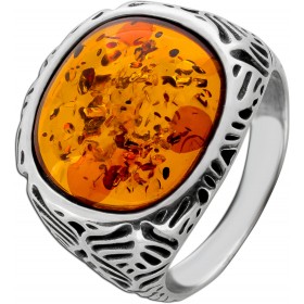 Bernstein Ring Silber 925 cognac brauner Edelstein