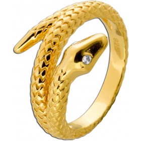Schlangenring Silber 925 1 Micron vergoldet 2 Zirkon Edelsteine