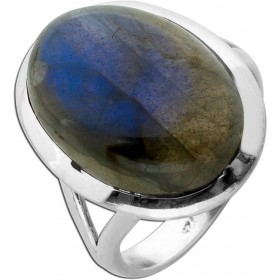 Labradorit Ring Silber 925 grün blauer Edelstein 10ct