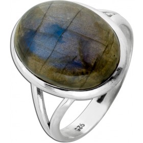 Labradorit Ring Silber 925 grün blauer Edelstein 10ct