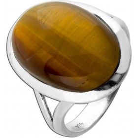 Tigerauge Ring Silber 925 braun goldener Edelstein 13ct