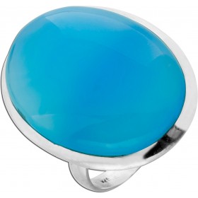 Chalzedon Ring Silber 925 himmelblauer Natur Edelstein