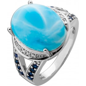 Larimar Ring Silber 925 blaue Lab Grown Saphire Zirkon Edelsteine