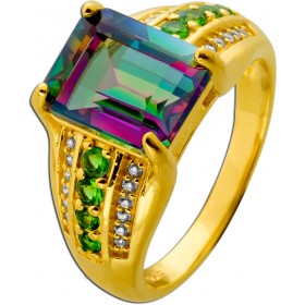 Topas Ring Silber 925 vergoldet Mystic Topas Chromdiopsid Zirkon Edelsteine