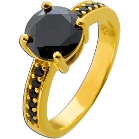 Zirkonia Ring Silber 925 vergoldet schwarzer Spinell Edelstein 2.5ct