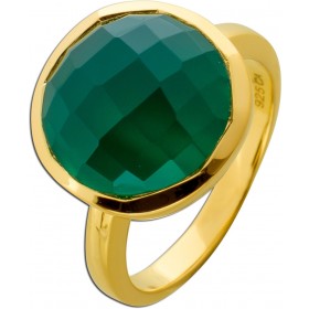 Onyx Ring Silber vergoldet nat grüner Onyx Edelstein 14ct