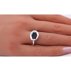 Onyx Ring Silber 925 nat schwarzer Onyx Edelstein 2.75ct
