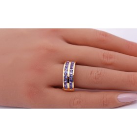 Tansanit Ring Silber vergoldet nat Tansanit Edelsteine 2.2ct