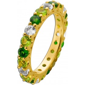 Memoire Ring Silber vergoldet nat grüner Amethyst Peridot Chromdiopsit 3ct.