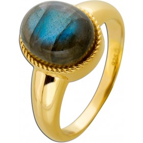 Labradorit Ring Silber vergoldet nat Labradorit Edelstein 4.5ct