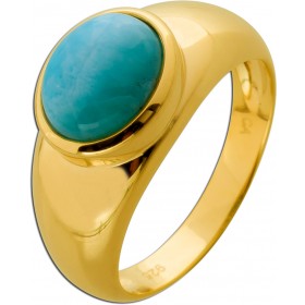 Larimar Ring Silber 925 vergoldet blauer Natur Larimar 4ct