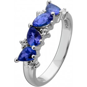 Topas Ring Silber 925 blaue nat Tansanite 1.5ct nat weiße Topase
