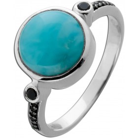 Larimar Ring Silber 925 nat Larimar 5ct nat schwarze Spinelle