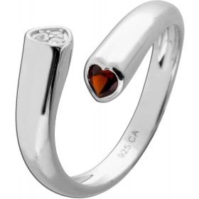 Herz Ring Silber 925 nat Granat 0.32ct nat weisse Topase