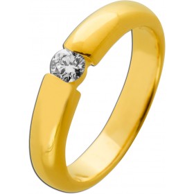 Solitärring Silber vergoldet Labor Diamant 0.25ct. Verlobungsring