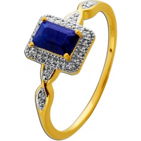 Saphir Ring Silber vergoldet nat. Saphir 0.8ct behandelt nat weisse Topase