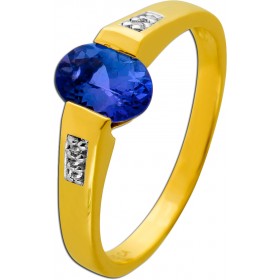 Tansanit Ring Silber vergoldet nat. Tansanit 1.2ct nat weisse Topase 