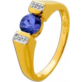 Tansanit Ring Silber vergoldet nat. Tansanit 0.95ct nat weisse Topase 