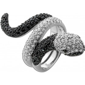 Schlangen Ring Silber 925 schwarze weisse Zirkonia Steine