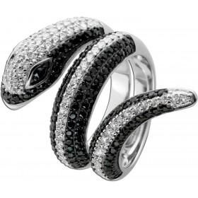 Schlangen Ring Silber 925 schwarze weiße Zirkonia Steine
