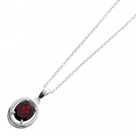 Granat Collier Ankerkette Silber 925 roter Natur Edelstein