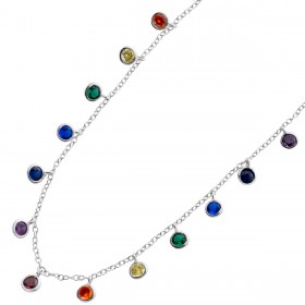 Halskette Silber 925 bunten Zirkonia Steine