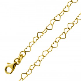 Herzkette 3.0mm Silber 925 Gelbgold vergoldet 