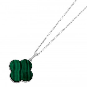 Malachit Topas Kleeblatt Kette Silber 925 Natur Edelsteine