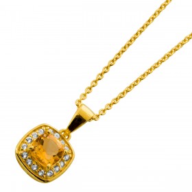 Citrin Kette Silber 18K Gold vergoldet Natur Citrin 0.62ct weiße nat. Topase 