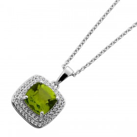 Peridot Kette Silber 925 nat. Peridot 1.84ct weiße nat. Zirkone