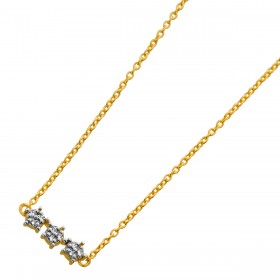 Ankerkette Anhänger Silber 925 vergoldet Natur Diamanten 0.05ct