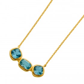 Blautopas Kette Silber 925 vergoldet Natur Sky Bluetopase 2.1ct