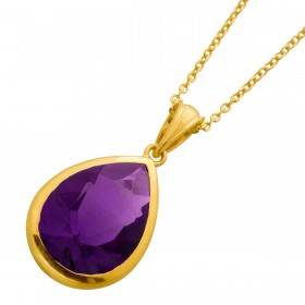 Amethyst Kette Silber vergoldet nat afrikanischer Amethyst 8.25ct