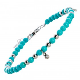 Türkis Armband Silber 925 weiße Zirkonia türkise Edelsteine