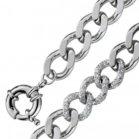 Panzerarmband Silber 925 rhodiniert weiße Zirkonia