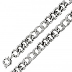Panzerarmband 11mm Cuban Silber 925 weiße Zirkonia