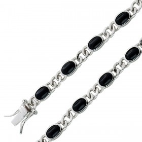 Onyx Armband Silber 925 schwarze Edelsteine