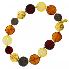 Bernstein Armband Silber 925 vergoldet cherry lemon braune Edelsteine Eichenholz 