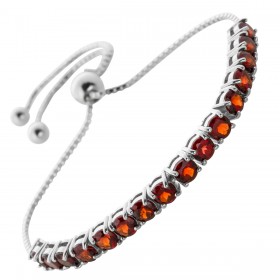 Granat Bolo Armband Silber 925 rote Edelsteine 