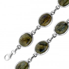 Labradorit Armband Silber 925 grüne Edelsteine 25ct