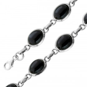 Onyx Armband Silber 925 schwarze Edelsteine 25ct.